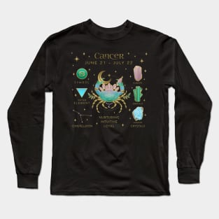 Crystal Zodiac Cancer Collage Long Sleeve T-Shirt